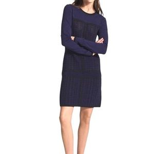 Reiss Elsie Textured Knitted Mini Dress US Size Medium Blue Black New